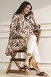 Off-White and Red Cotton A-Line Shirt image number 0