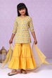 Yellow Cotton Straight Kurta Sharara Suit Set image number 4