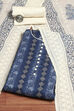 Navy Blue Cotton Handloom Unstitched Suit Set image number 0