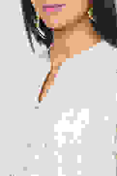 Off White Voile Flared Suit set image number 1