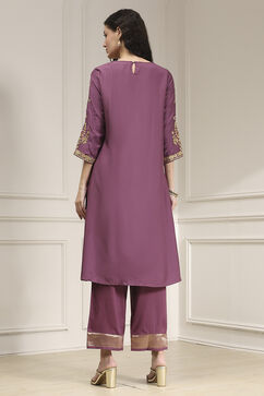 Old Rose Solid Straight Suit Set image number 4