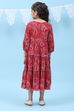 Red Rayon Tiered Printed Kurta Dress image number 4