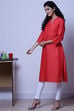Peach Cotton Flax Kurta image number 2