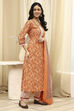 Green Cotton Screen Print Unstitched Suit Set image number 5