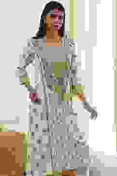 Cream-Colored Printed Straight Kurta image number 1