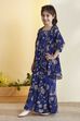 Blue Polyester Straight Suit Set image number 3