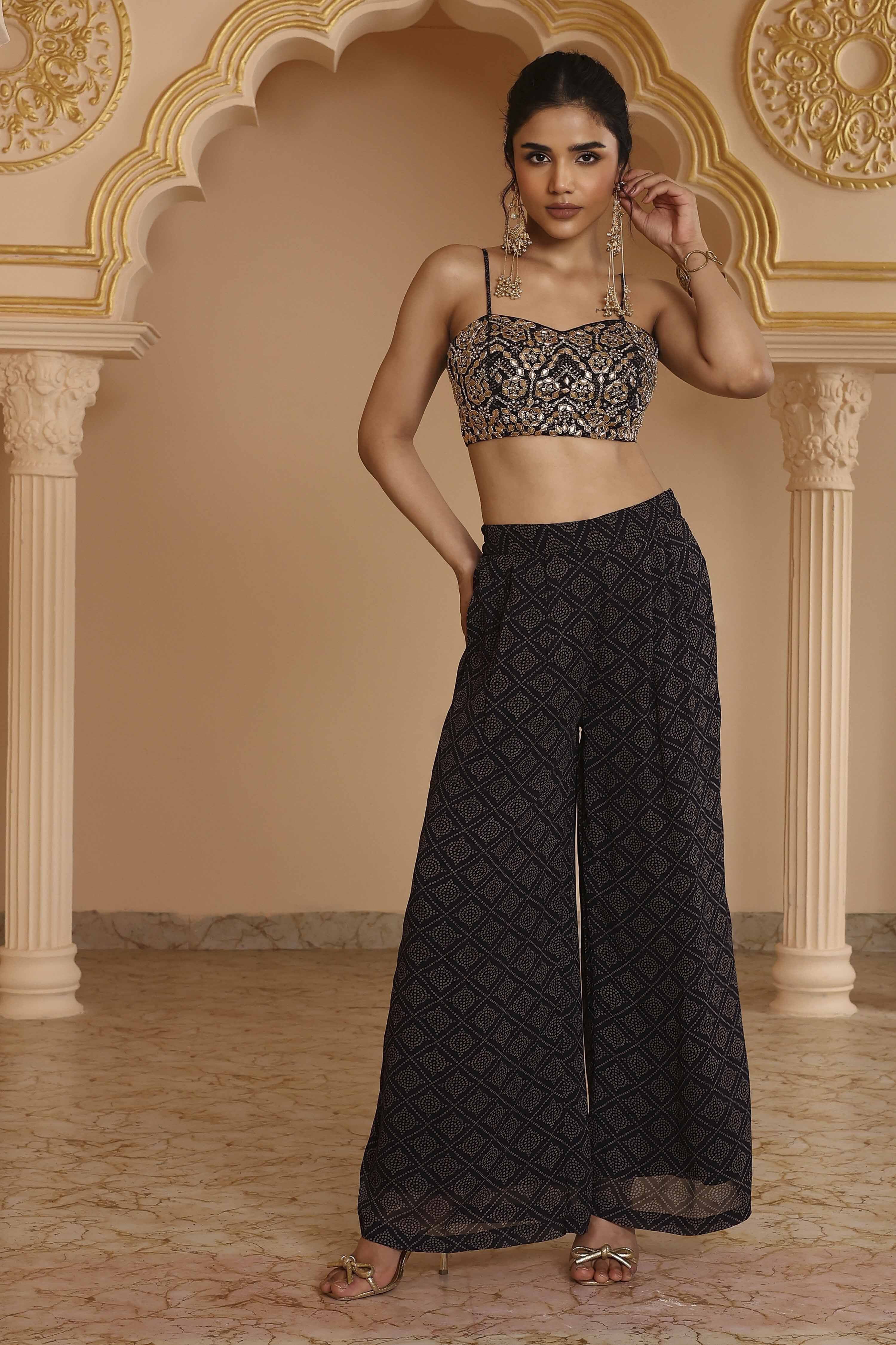 Black Viscose Georgette Bandhani Printed Fusion Set image number 7