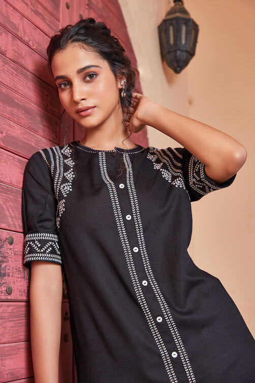 Black Printed Straight Kurta image number 5