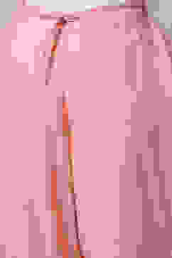 Peach Art Silk A-Line Kurta Regular Pant Suit Set image number 3