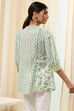 Green and White Pleated Short Kurta image number 3