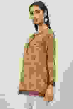 Green Art Silk Straight Printed Kurti image number 2