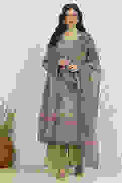 Green Crepe Printed Unstitched Suit Set image number 7