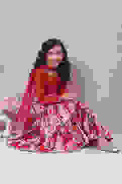 Berry Red Viscose Lehenga Set image number 0