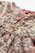 Ecru Flared Art Silk Printed Dress image number 1