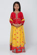 Red And Yellow Poly Cotton Lehenga Set image number 2