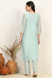 Blue Chanderi Machine Embroidered Unstitched Suit Set image number 5