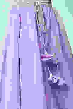 Purple Cotton Blend Short Top Lehenga Set image number 2