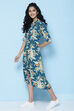 Peach Rayon A-line Printed Kurta Dress image number 2