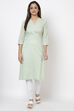 Ivory Cotton Straight Yarndyed Kurta image number 2