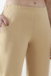 Beige Cotton Lycra Straight Pants image number 1