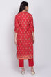 Navy Blue Cotton Straight Printed Kurta image number 4