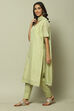 Green Cotton Machine Embroidered Unstitched Suit Set image number 3