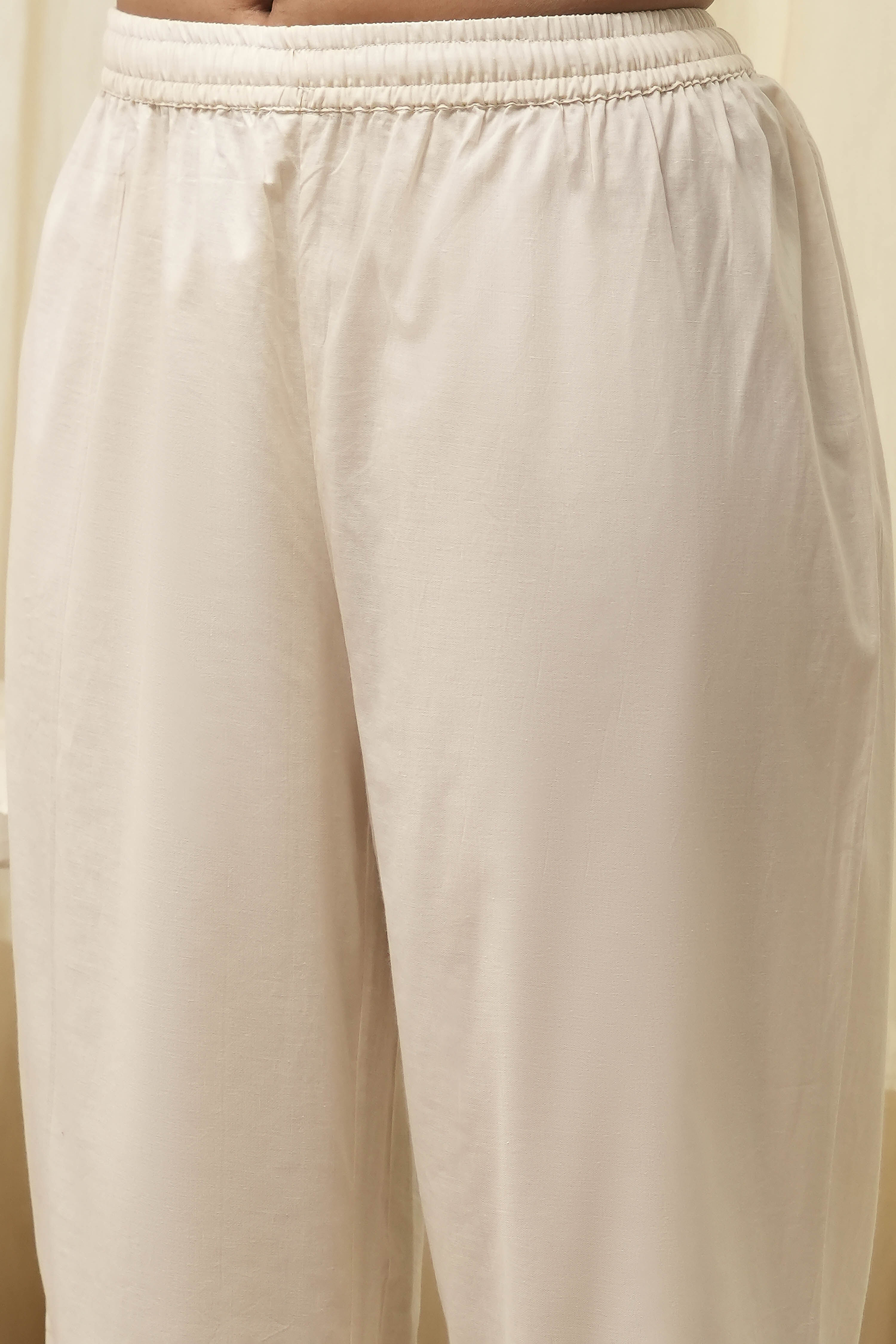 Off-White Cotton Asymmetric Co-ord Set image number 2