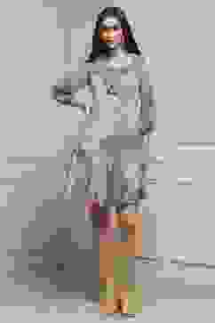 Blue Polyester Tiered Dress image number 5