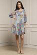 Blue Polyester Tiered Dress image number 5