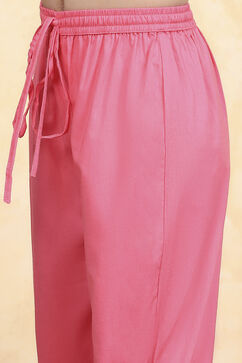 Pink Cotton Straight Printed Suit Set image number 2