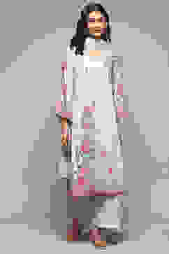 Steel Blue Rayon Straight Kurta Palazzo Suit Set image number 7