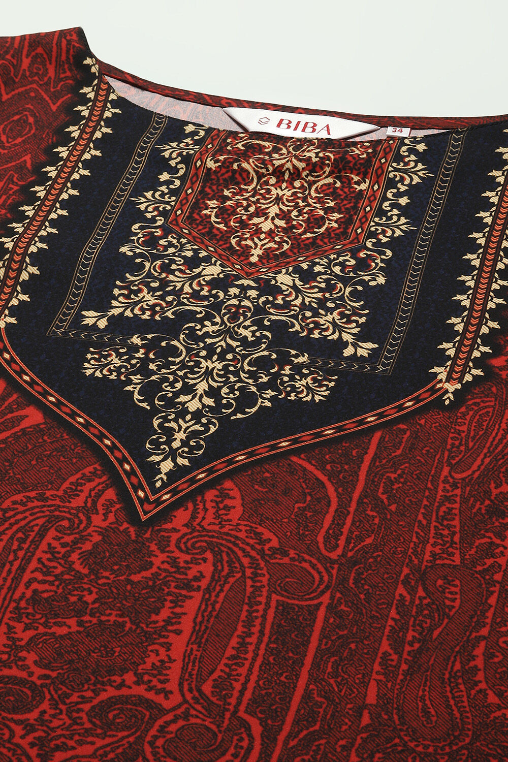 Maroon Crepe Printed Straight Short Kurta image number 1