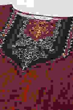 Maroon Crepe Printed Straight Short Kurta image number 1