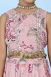 Pink Viscose Organza Floral Mirror Work Lehenga Set image number 1