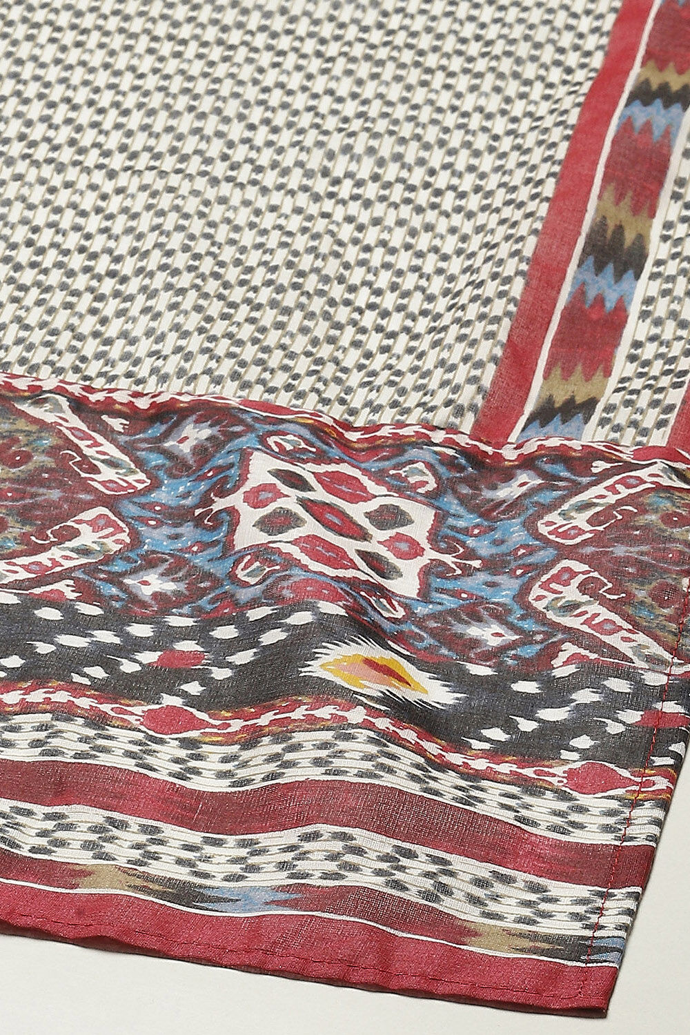 Green & Maroon Cotton Anarkali Kurta Relaxed Salwar Suit Set image number 3