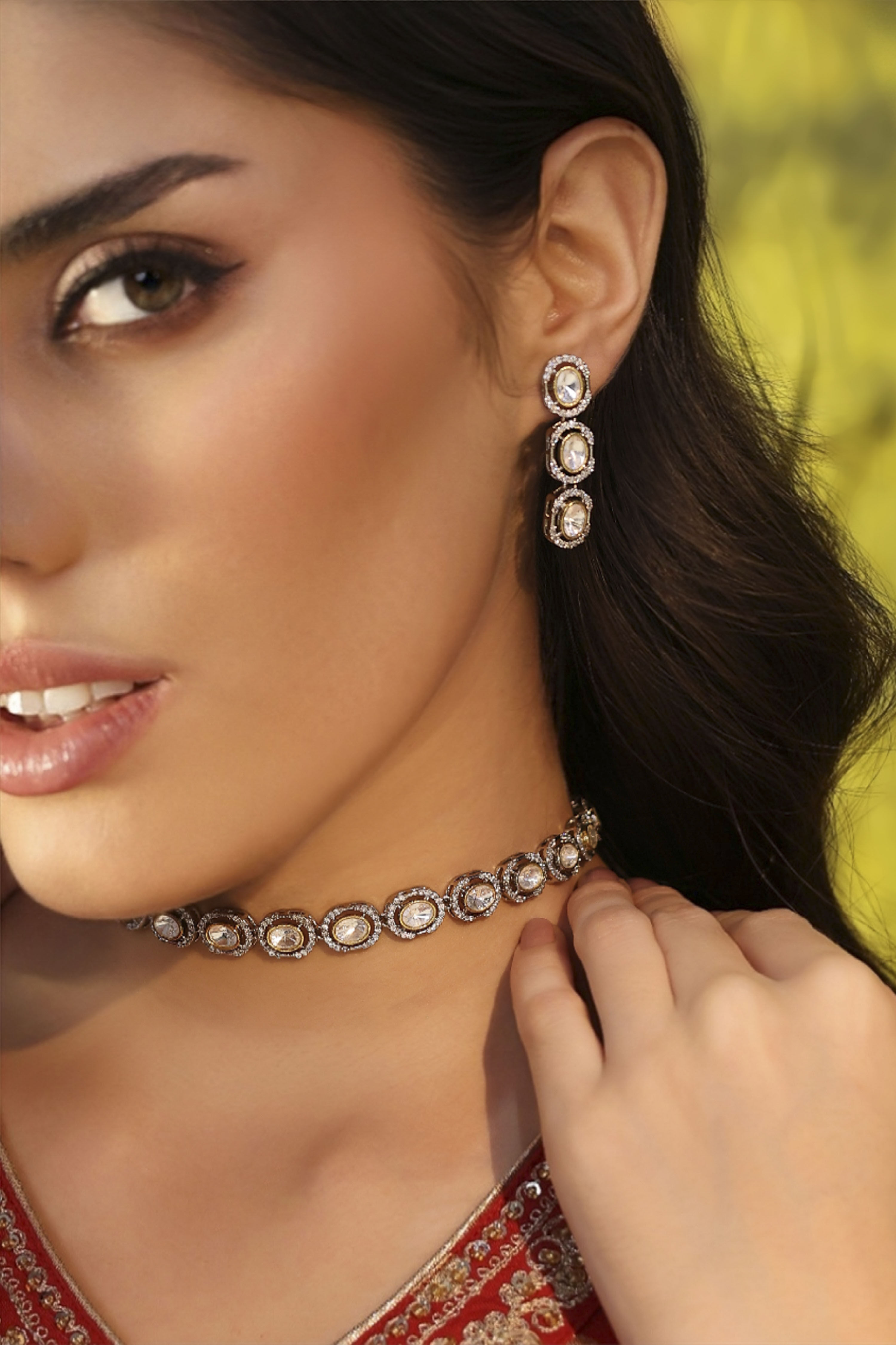 White Brass Kundan Set image number 1