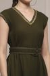 Olive Green Cotton Straight Solid Jumpsuit image number 1