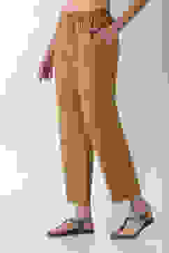 Mustard Viscose Rayon Relaxed Solid Pants image number 2