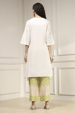 Green Cotton Straight Suit Set image number 4