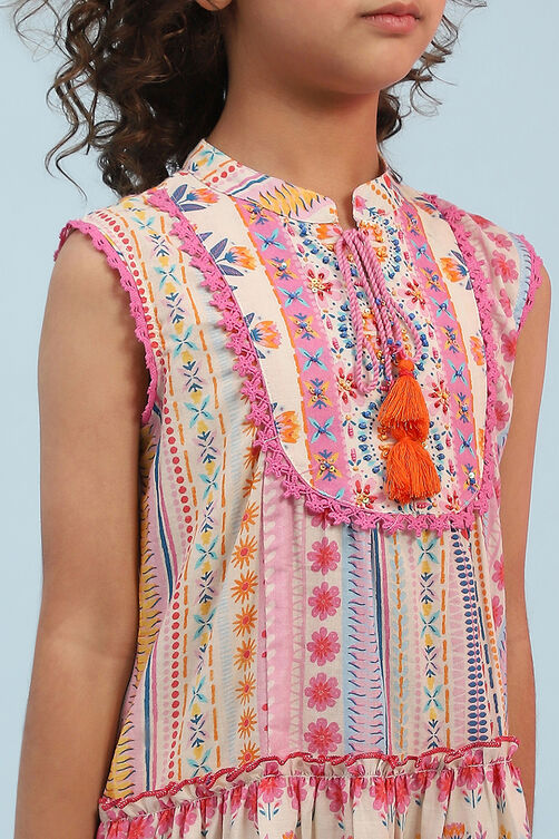 Multi-Colored Cotton Printed Tiered Suit Set image number 1