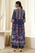 Indigo Cotton Floral Anarkali Suit Set image number 4