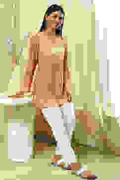 Mustard Yellow Printed Straight Short Kurta image number 0