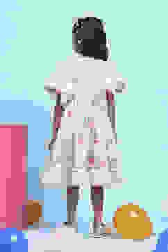 White Cotton Printed Tiered Dress image number 3