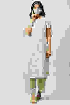 Beige Rayon Fusion Printed Kurta Set image number 7