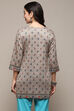 Melange Black Poly Cotton Straight Printed Kurti image number 3