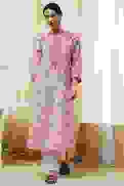 Beige Cotton Printed Straight Kurta image number 5