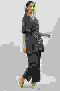 Navy Cotton Printed Kaftan Nightwear image number 5