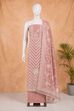 Peach Linen Modern Print Unstitched Suit Set image number 4
