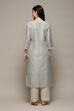 Beige Chanderi Blend Machine Embroidered Unstitched Suit Set image number 5