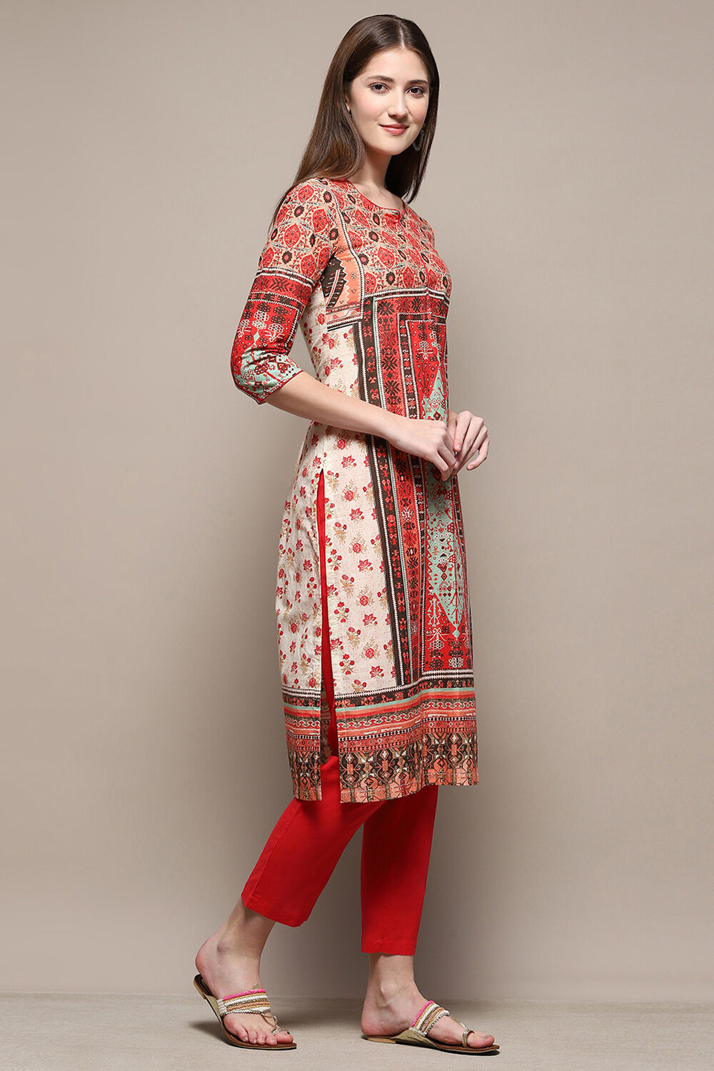 Green Cotton Straight 2 Piece Set image number 5